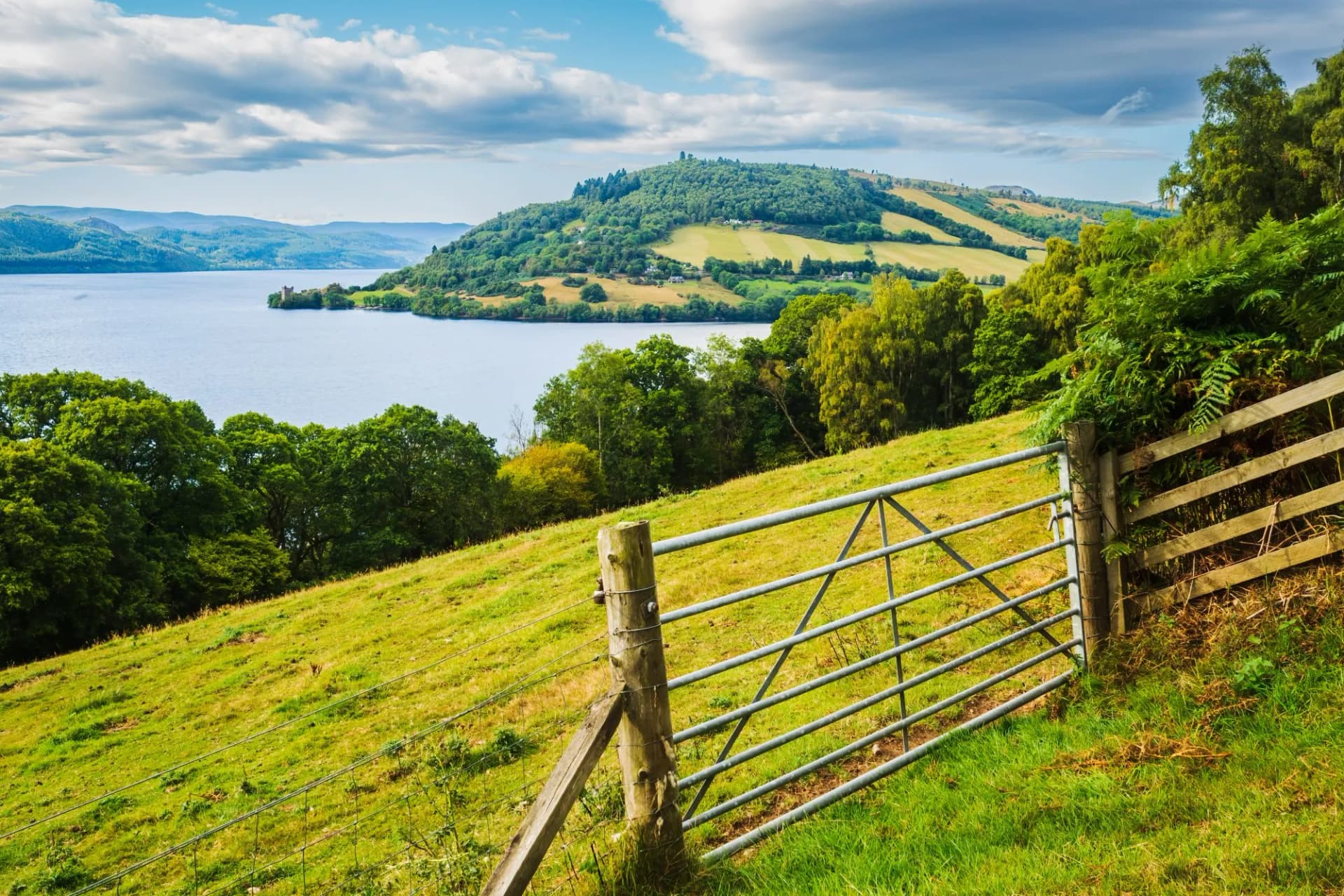 Loch Ness from the Great Glen Way above Drumnadrochit in the Scottish Highlands