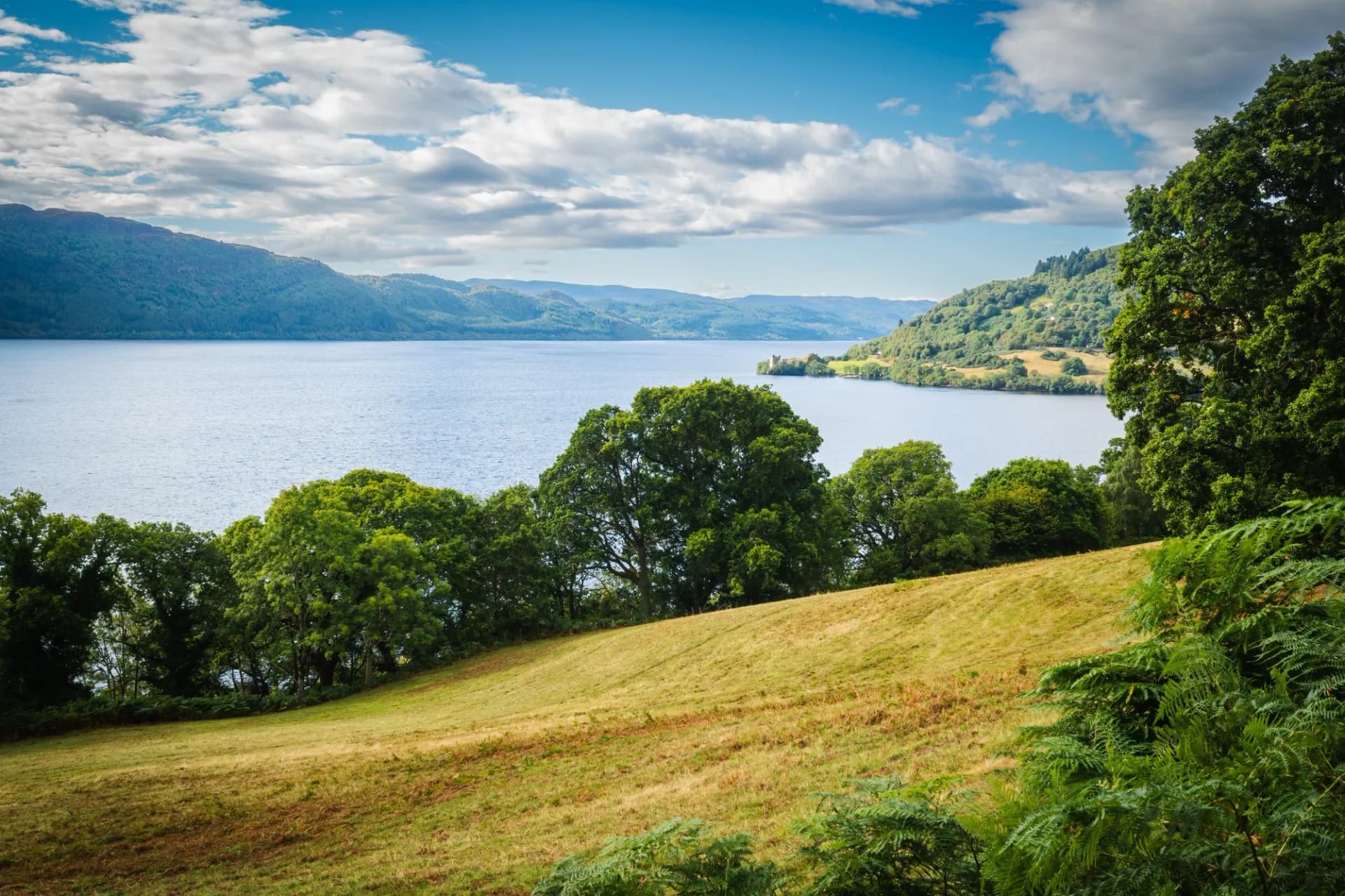 Loch Ness from the Great Glen Way above Drumnadrochit in the Scottish Highlands