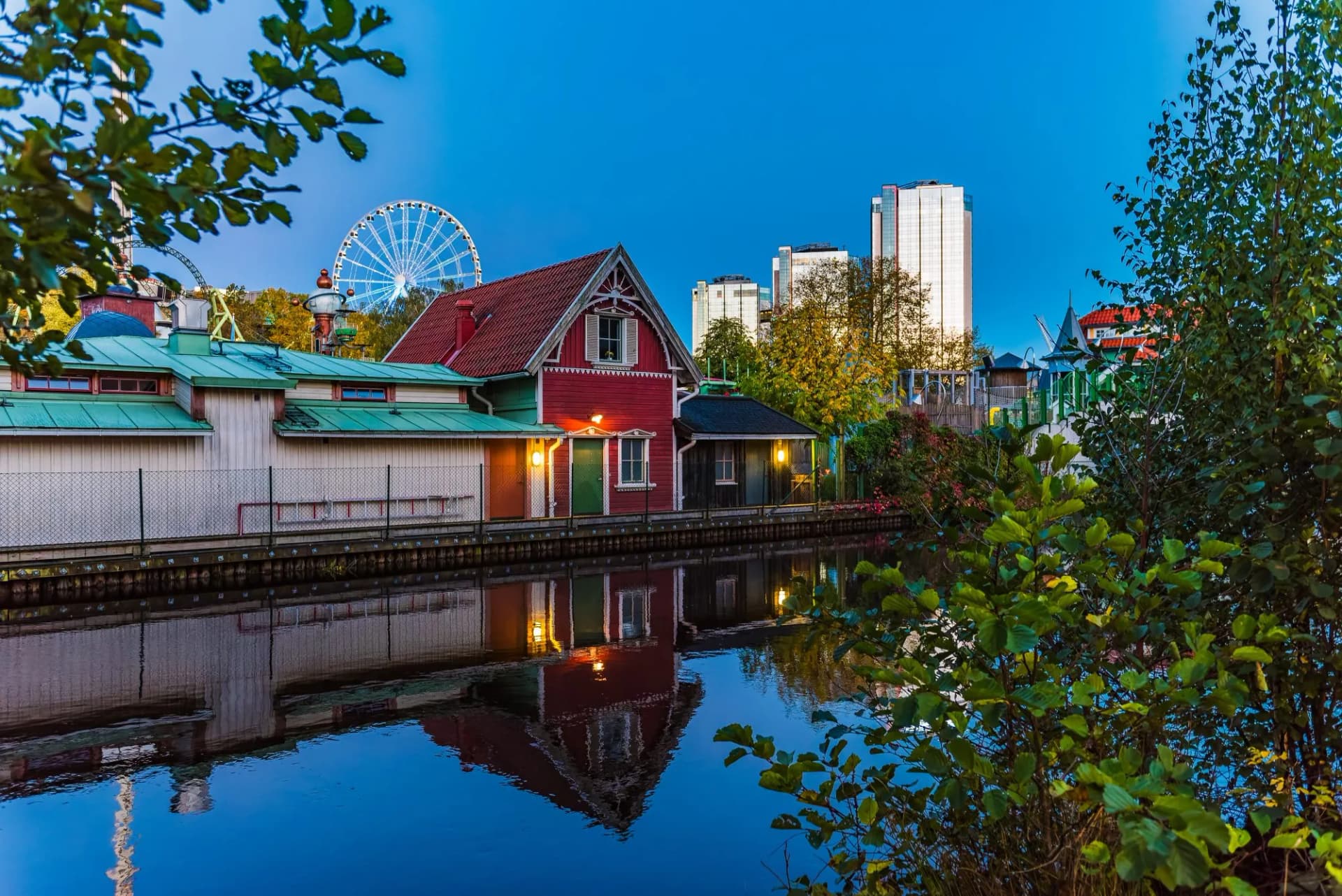 Evening Reflections at Liseberg Amusement Park in Gothenburg