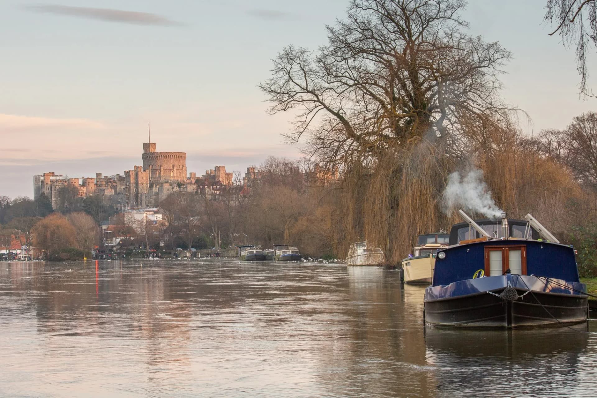 Windsor Castle overlooking the River Thames, England