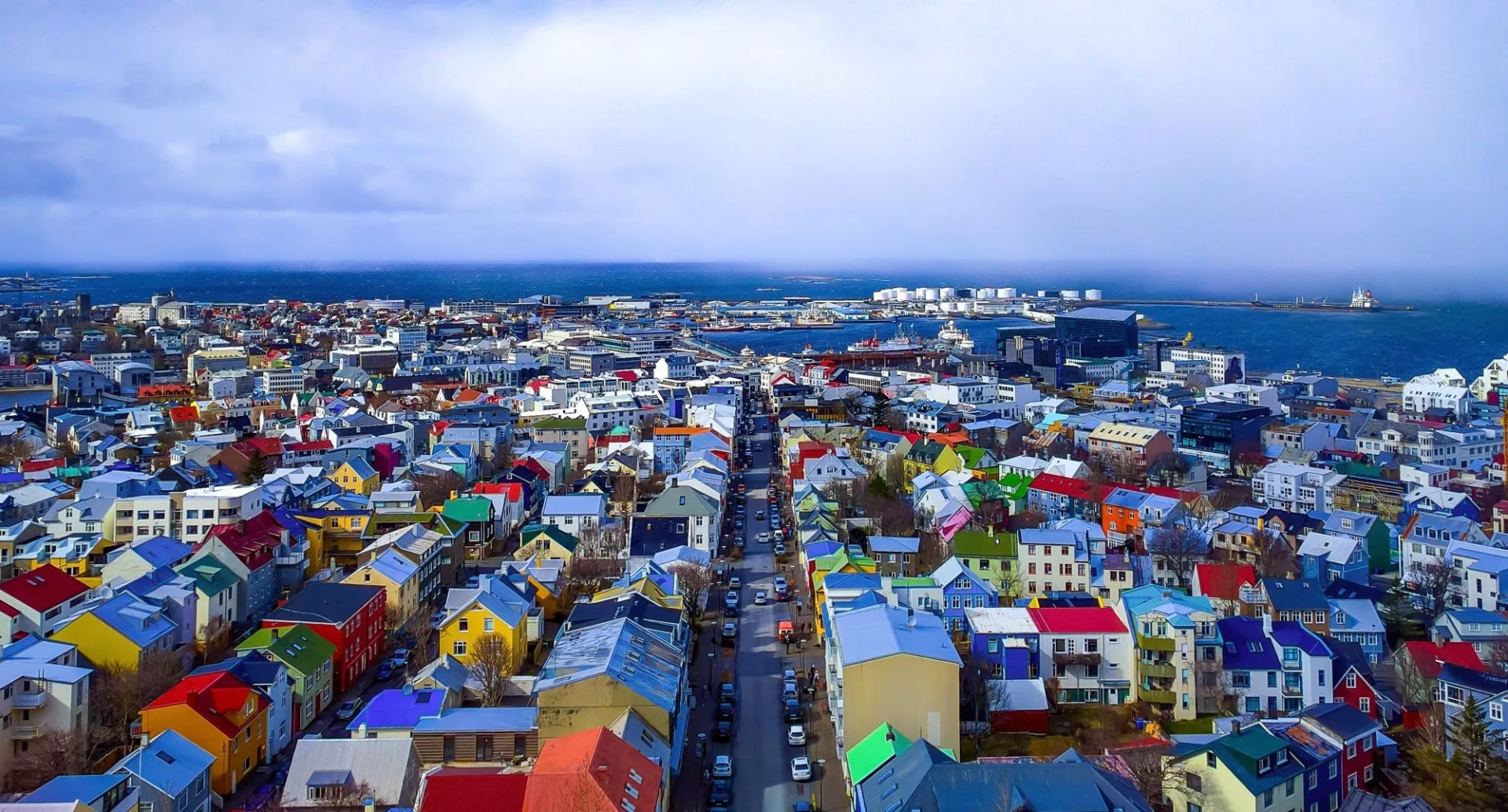 Reykjavik Iceland skyline from above