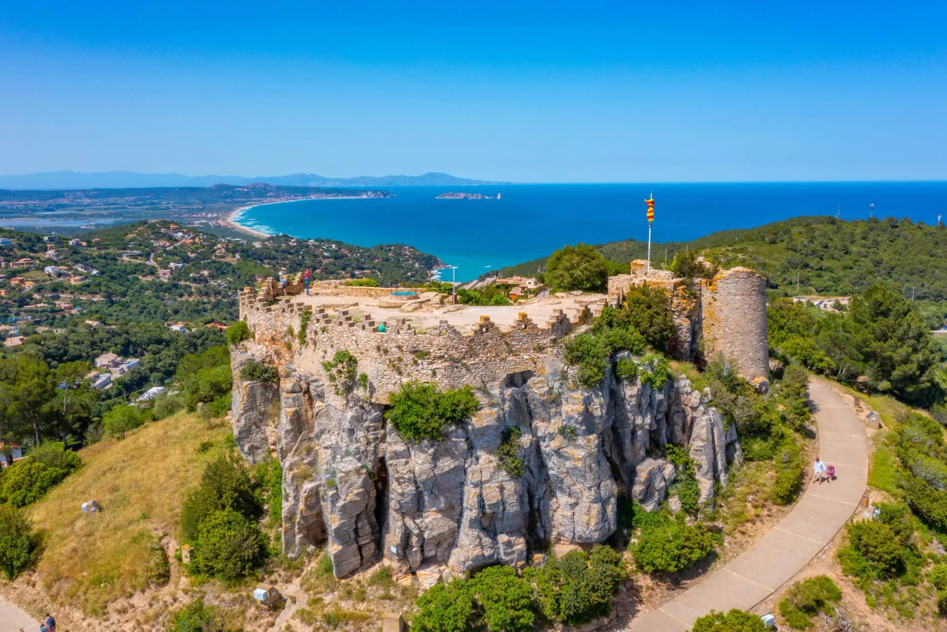 Aerial view of Begur castle in Spain