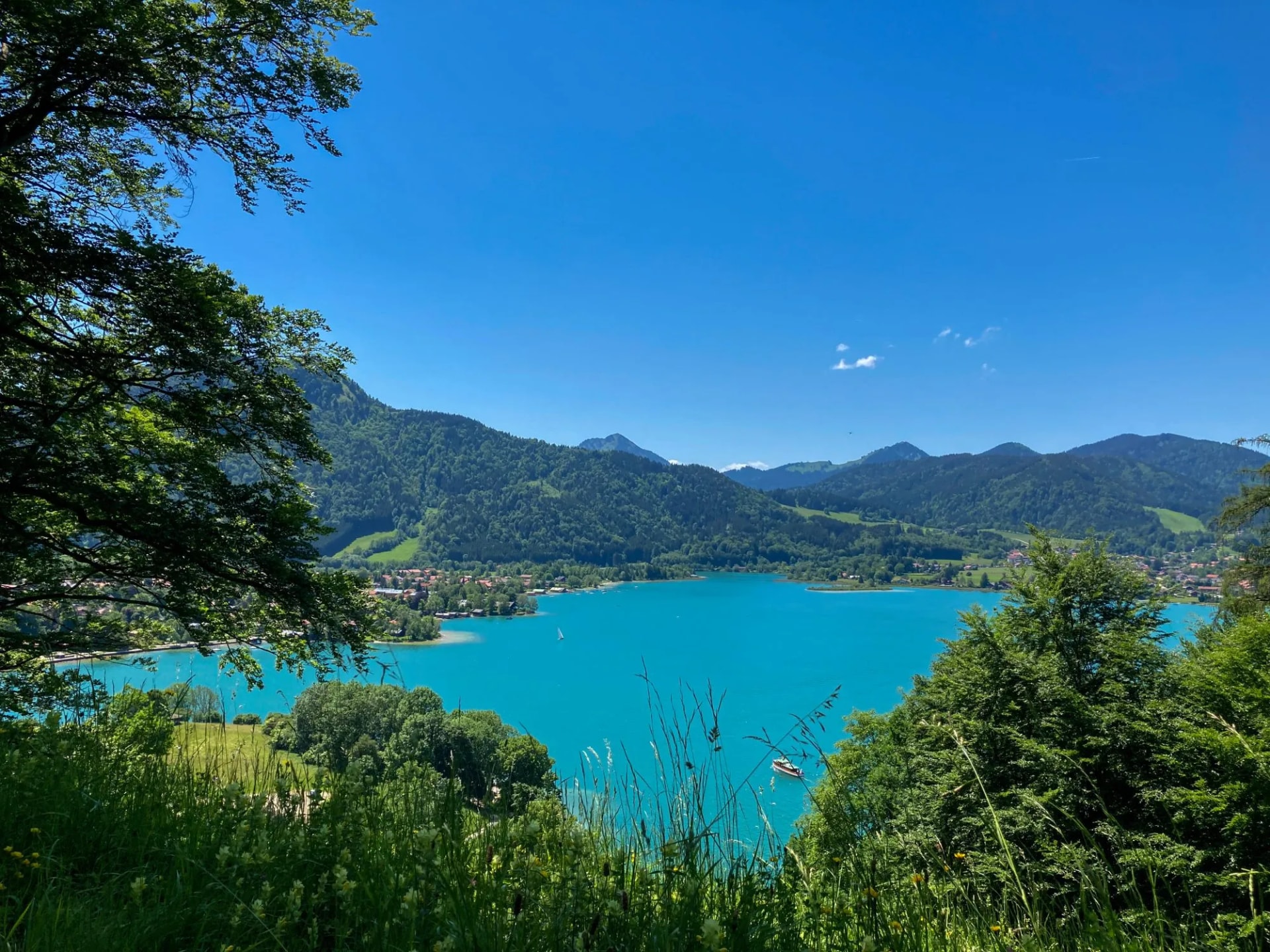 beautiful view of lake Tegernsee and the bavarian alps, Germany