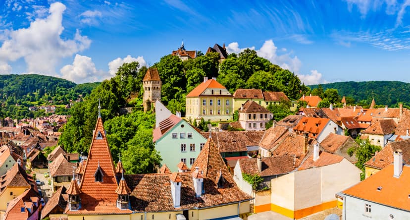 Medieval old town Sighisoara in Mures County, Transylvania, Romania