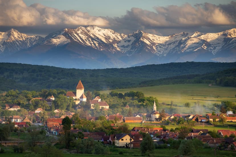 Spring landscape of the Transylvanian saxon village