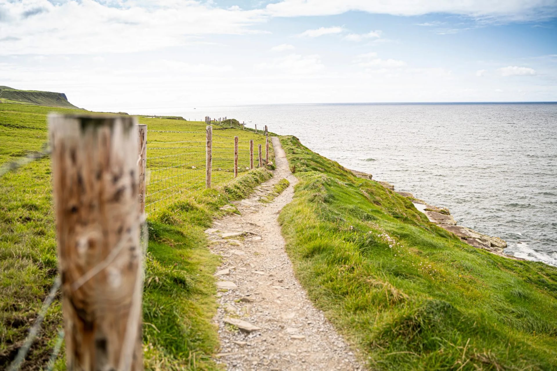 Het wandelpad langs de top van de Cliffs of Moher