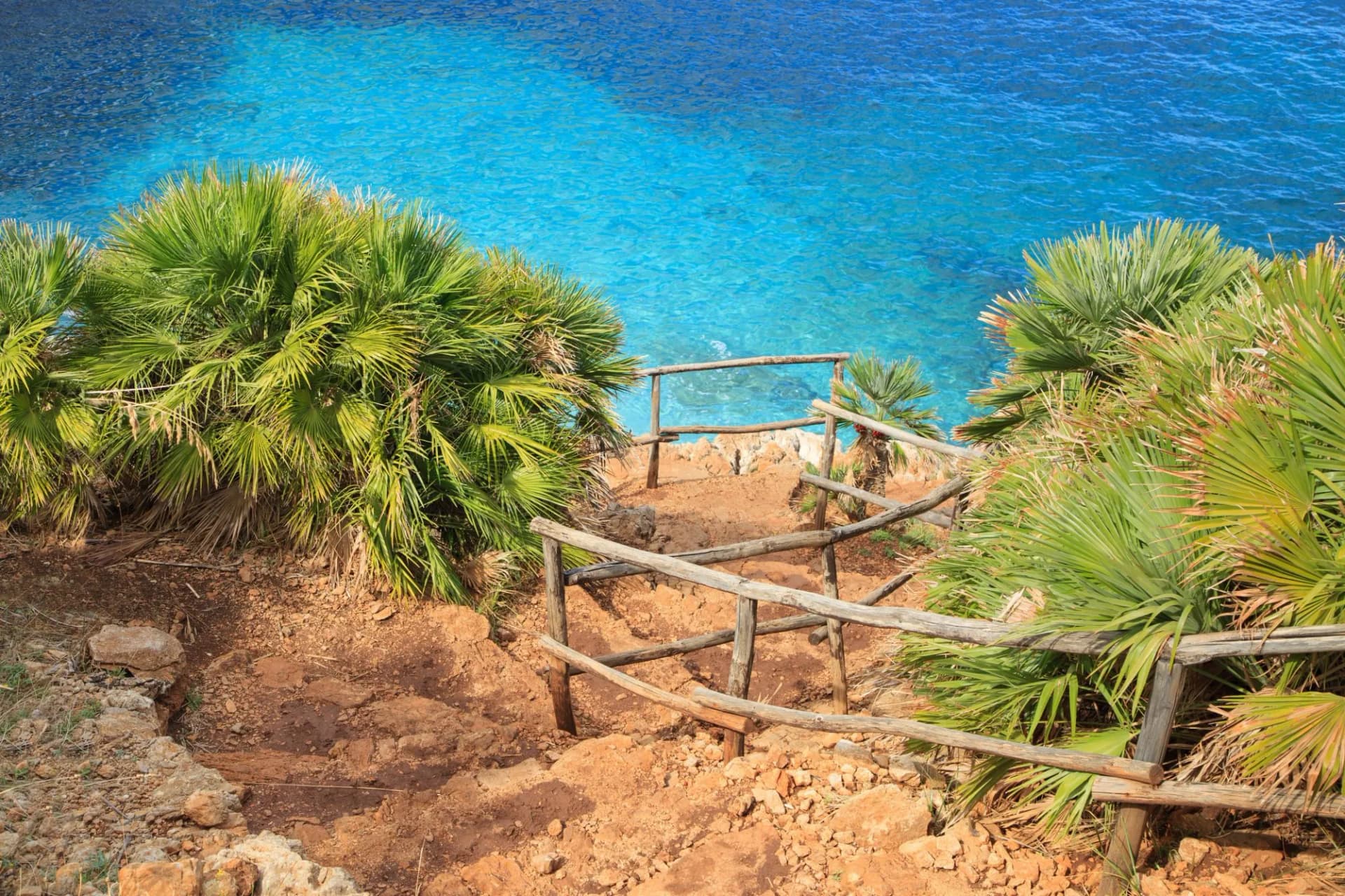 A path to the sea shore in Zingaro National Park in Sicily