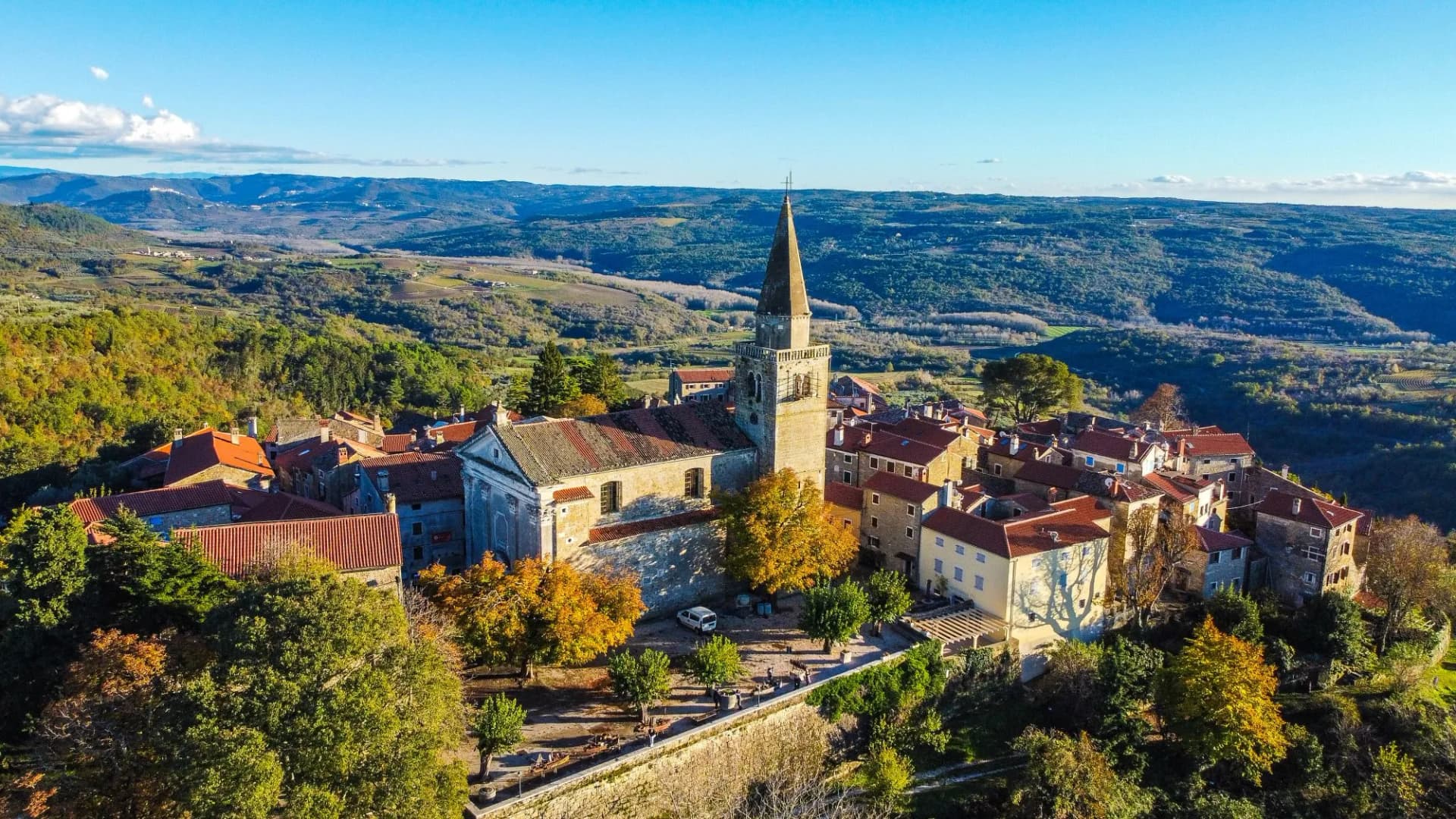 Grožnjan, Istria, aerial view, Croatia