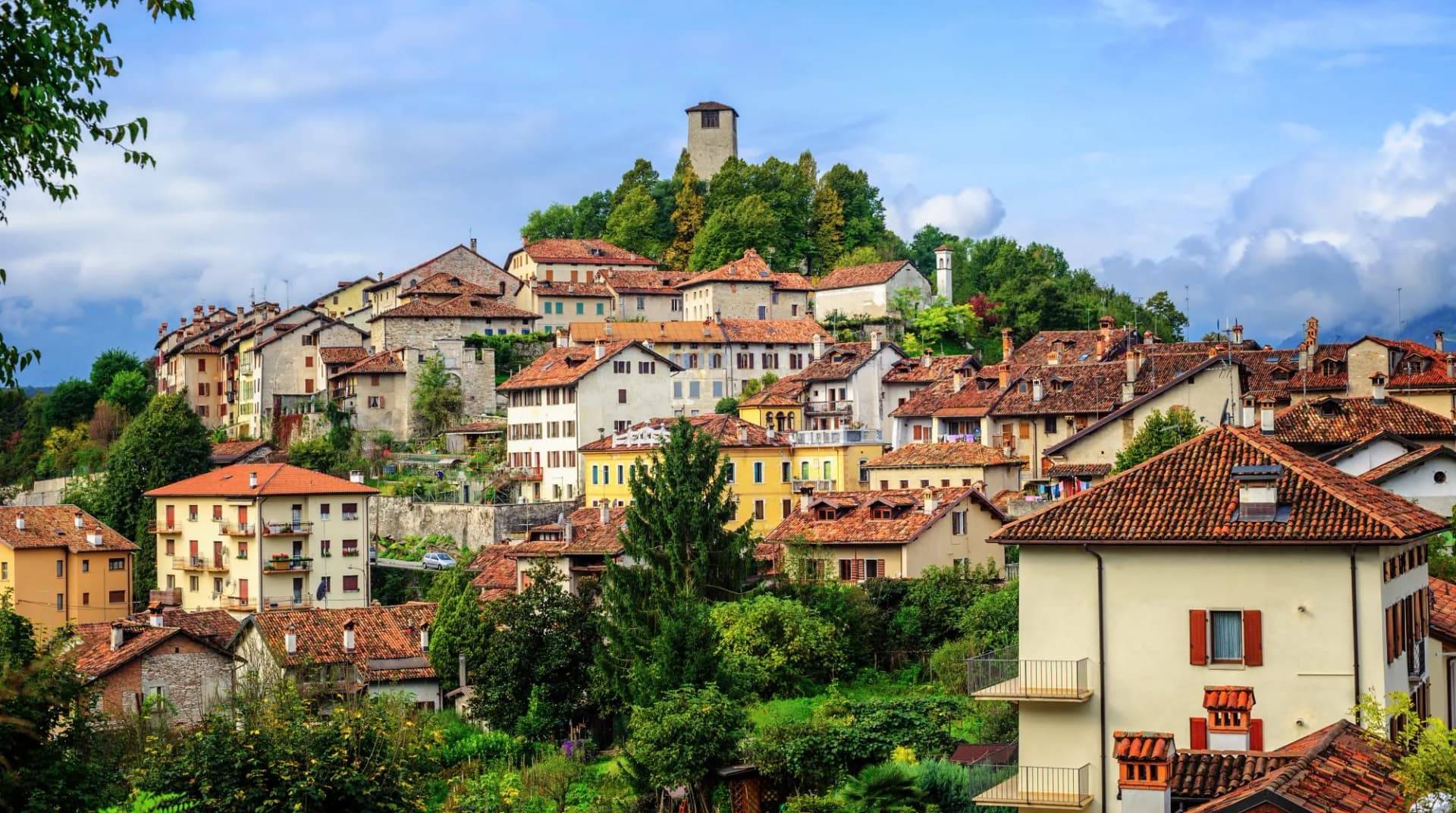 Feltre historical Old Town in Dolomites Alps, Italy