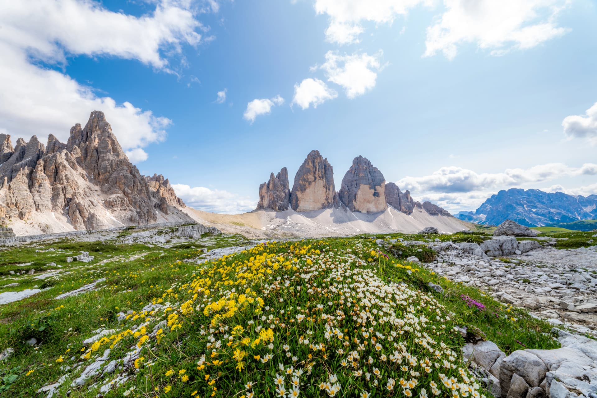 Tre Cime di Lavaredo in Dolomites mountains in Italy