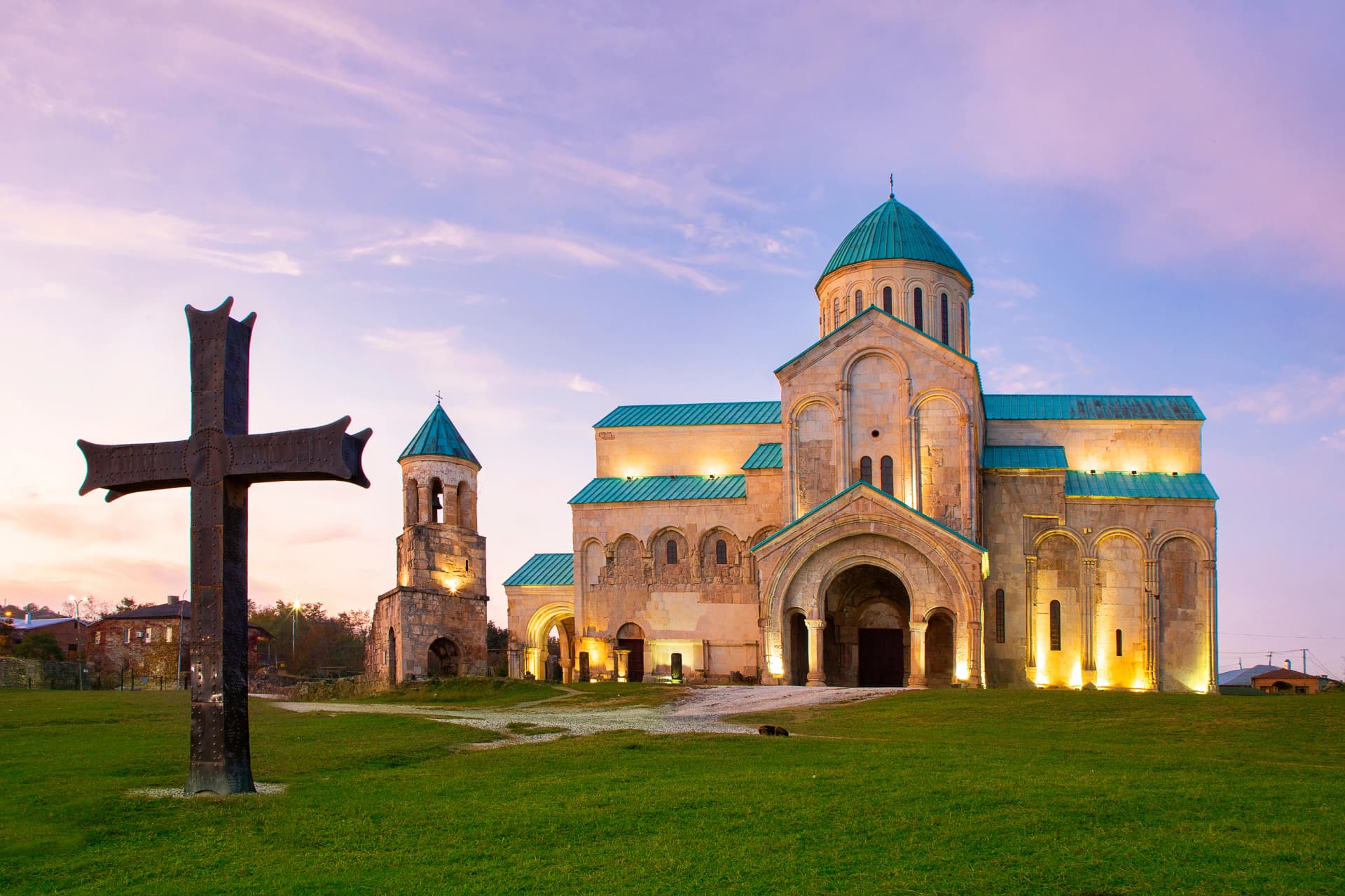 Bagrati Cathedral at the twilight in Kutaisi, Georgia