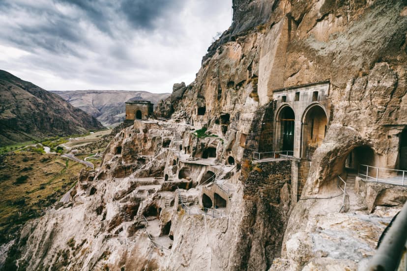 Church and chapel in Vardzia cave city-monastery in the Erusheti Mountain, Georgia