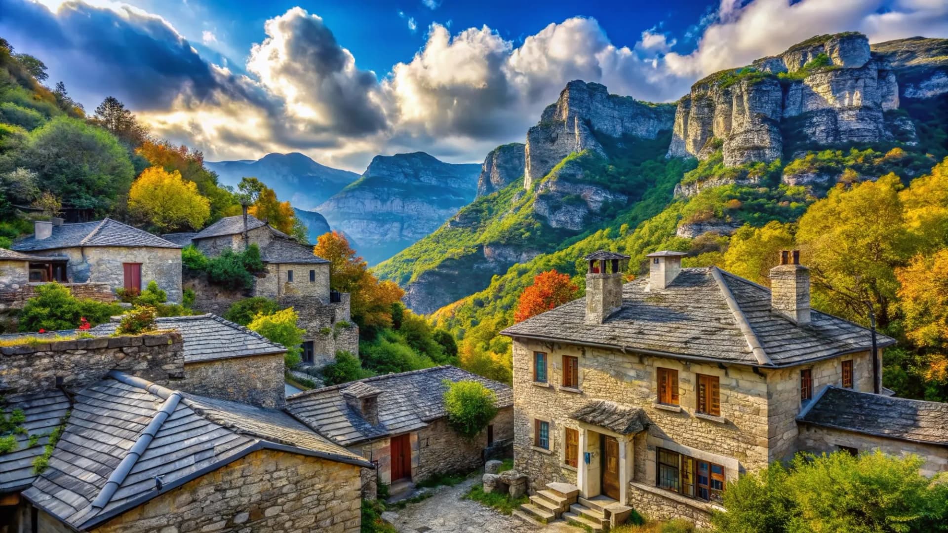 Explore the breathtaking Vikos Gorge National Park in Zagori, Greece, where you’ll find Monodendri Village boasting