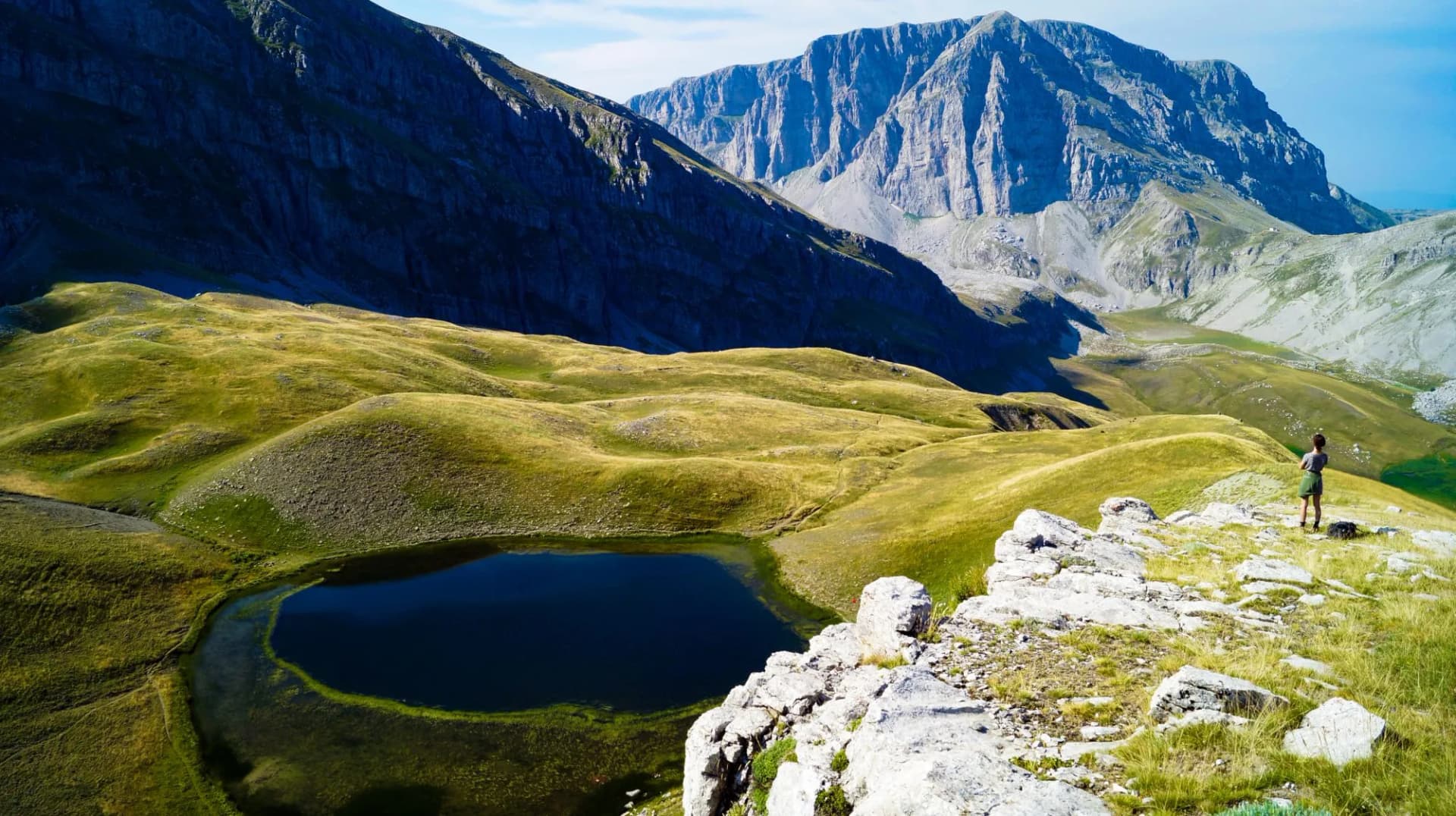 The alpine lake of Drakolimni in the zagori region, Epirus, Greece.