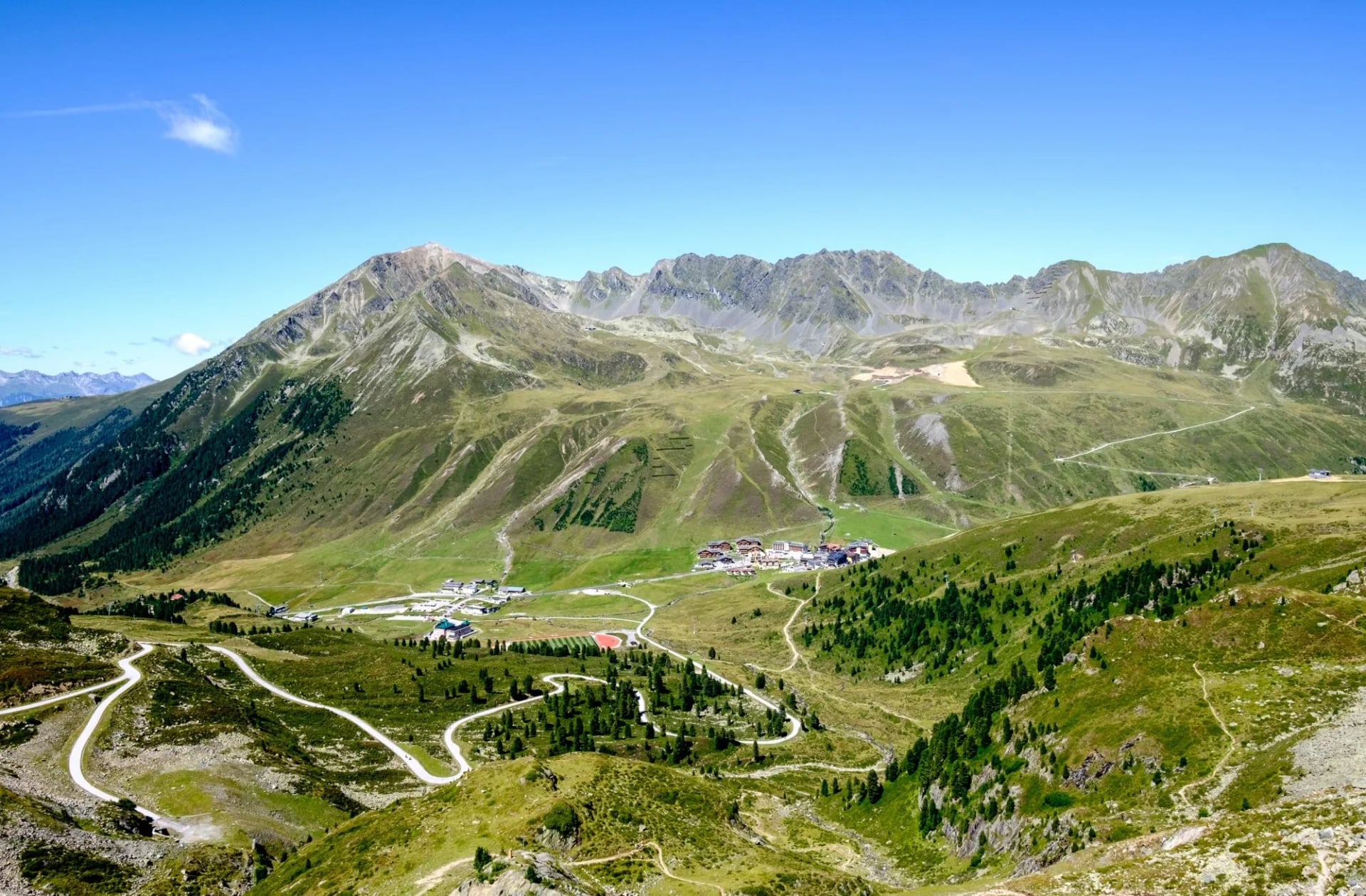 The high basin of Kühtai seen from the slopes above