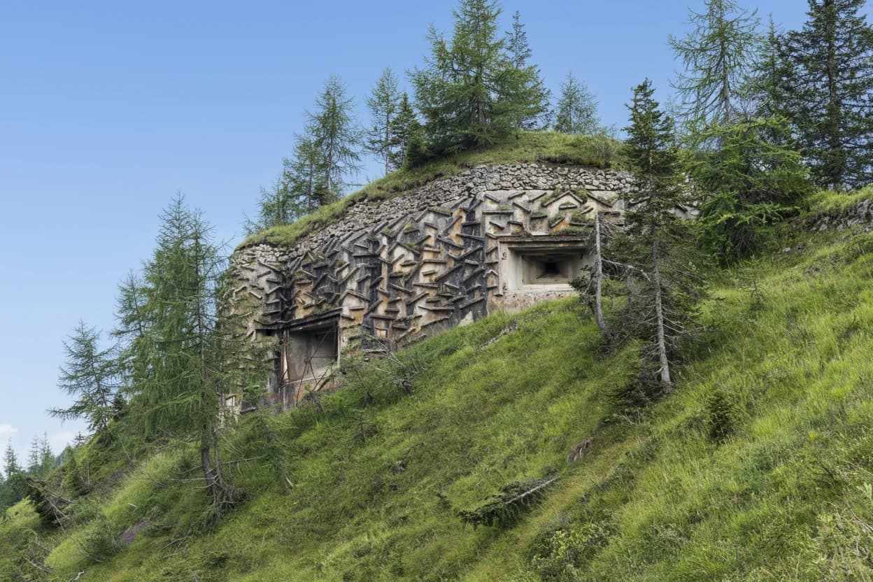 World War I bunker, Kreuzbergpass, Passo Monte Croce di Comelico, Sexten Dolomites, Alps, Province of South Tyrol, Italy, Europe