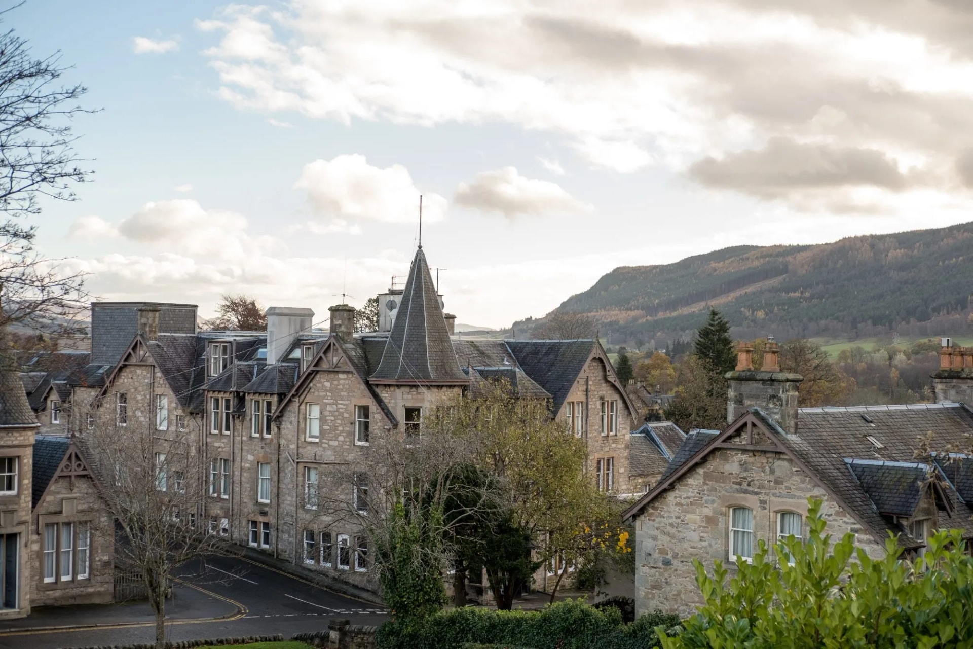 Pitlochry, a burgh in the county of Perthshire in Scotland, lying on the River Tummel in United Kingdom