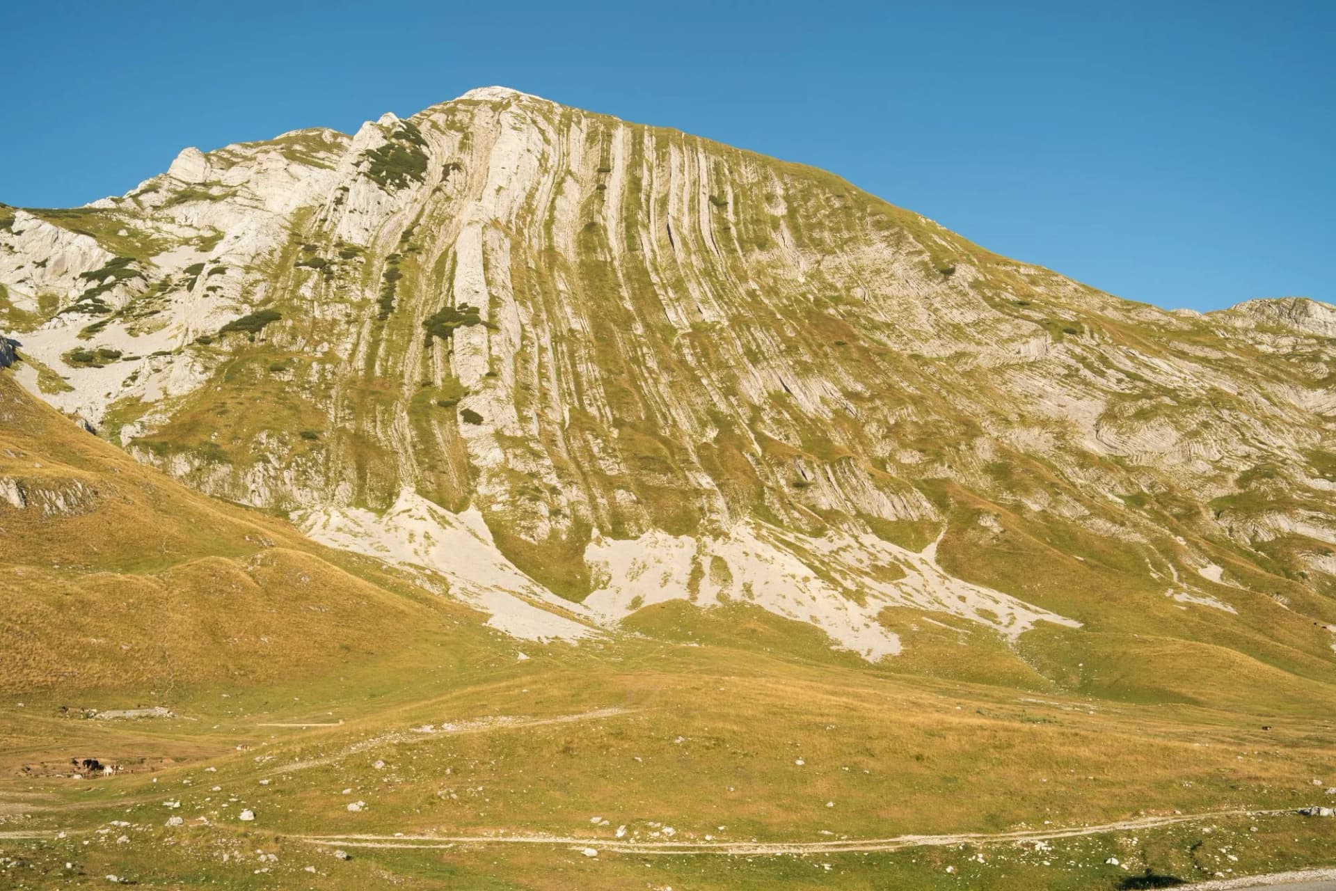 View of the durmitor national park in montenegro. On the trial of Prutas peak.