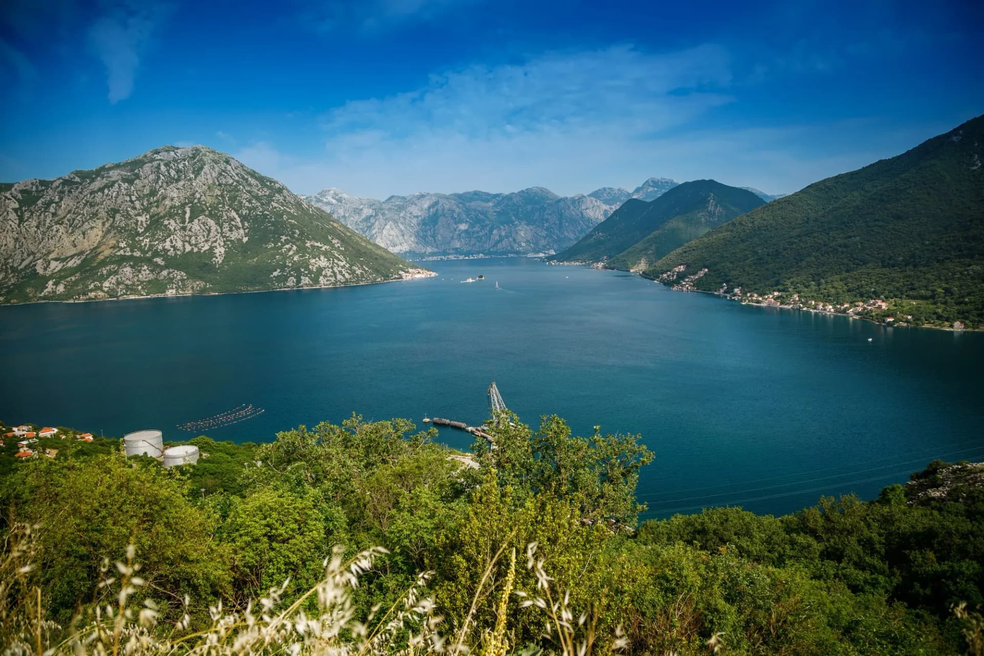 Picturesque view from the viewpoint in the mountains of Bay of Kotor