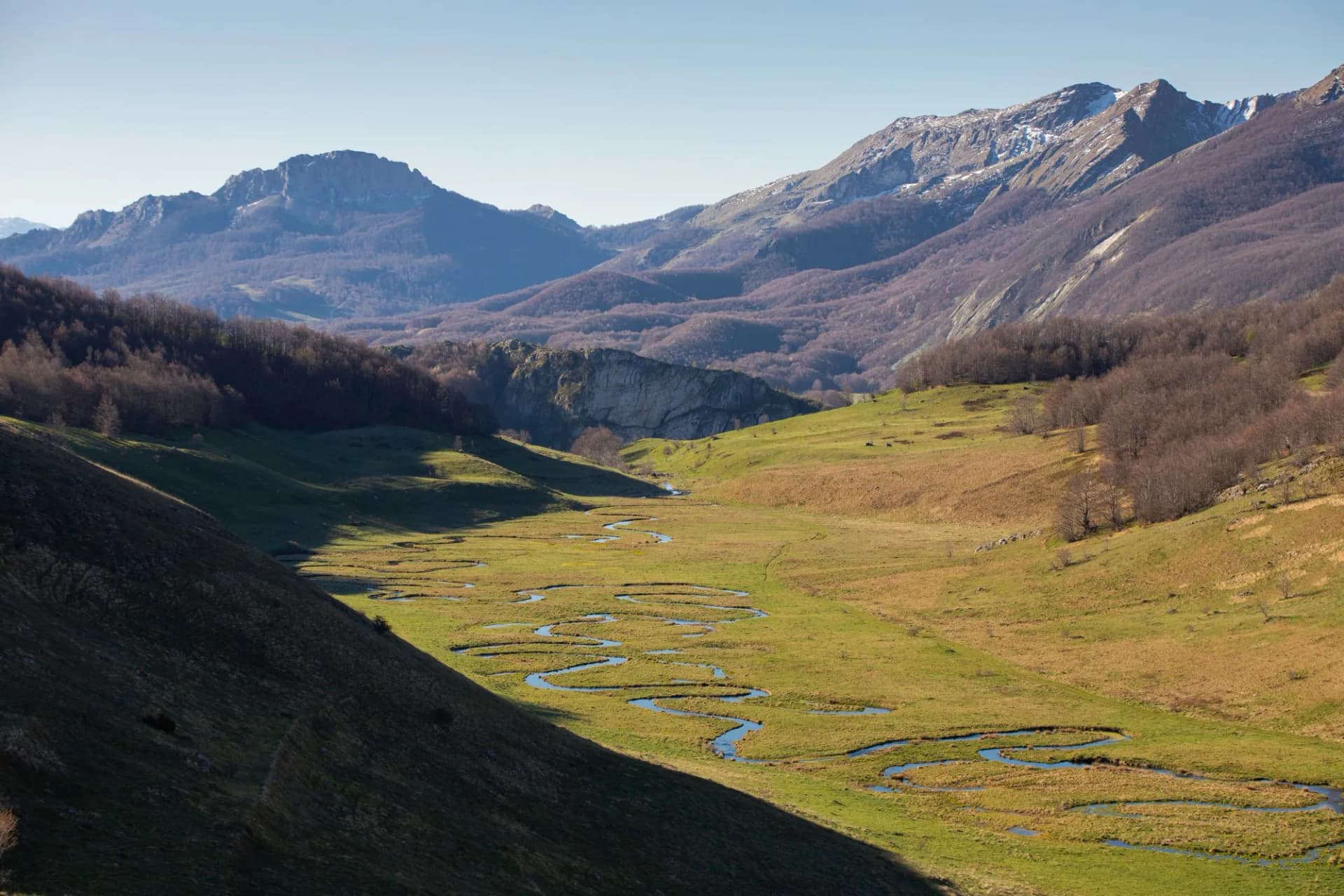 A beautiful landscape with a winding stream called Studeni potok, on the Bjelašnica mountain near Sarajevo