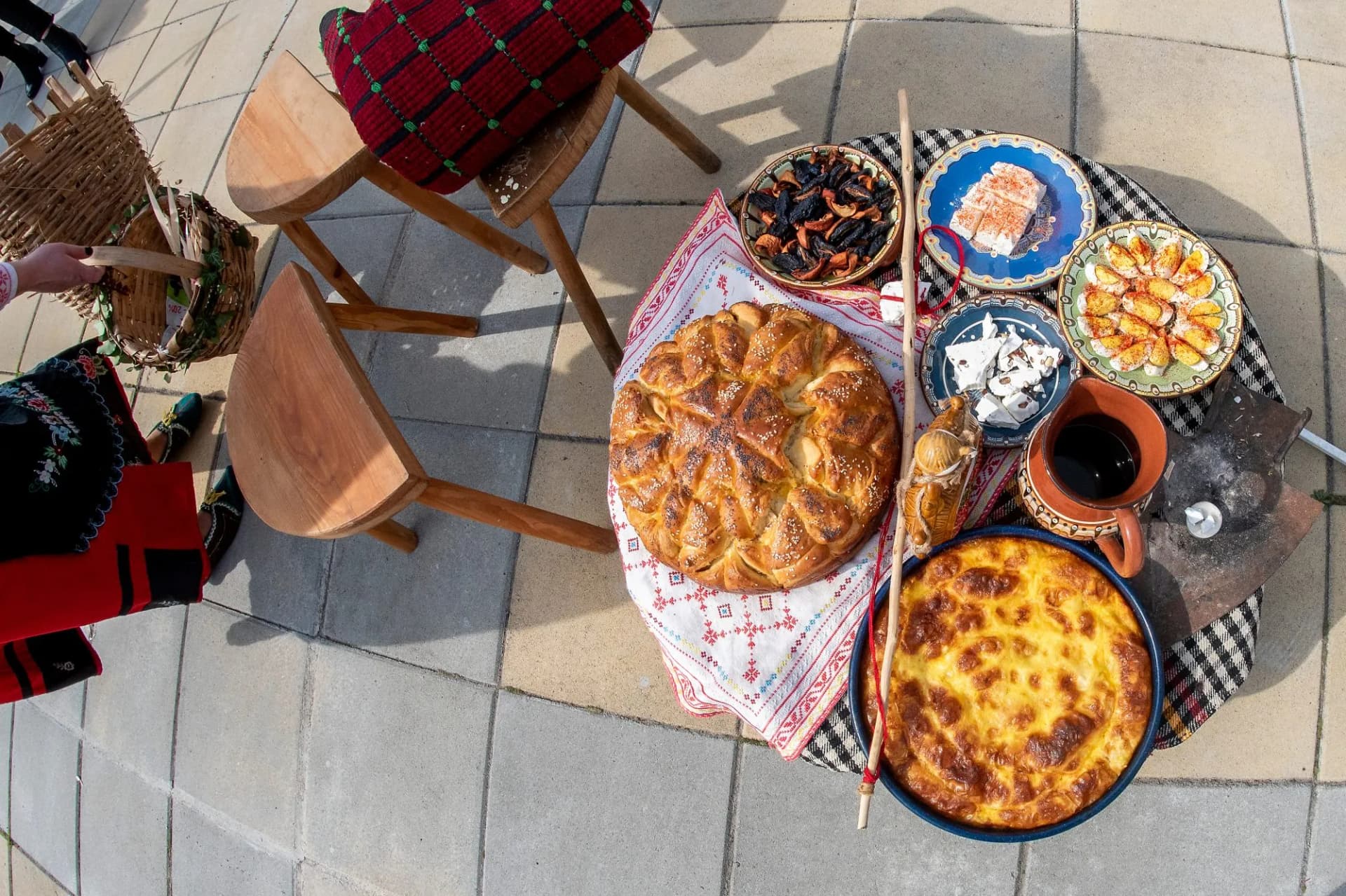 Traditional Bulgarian food spread for celebrations