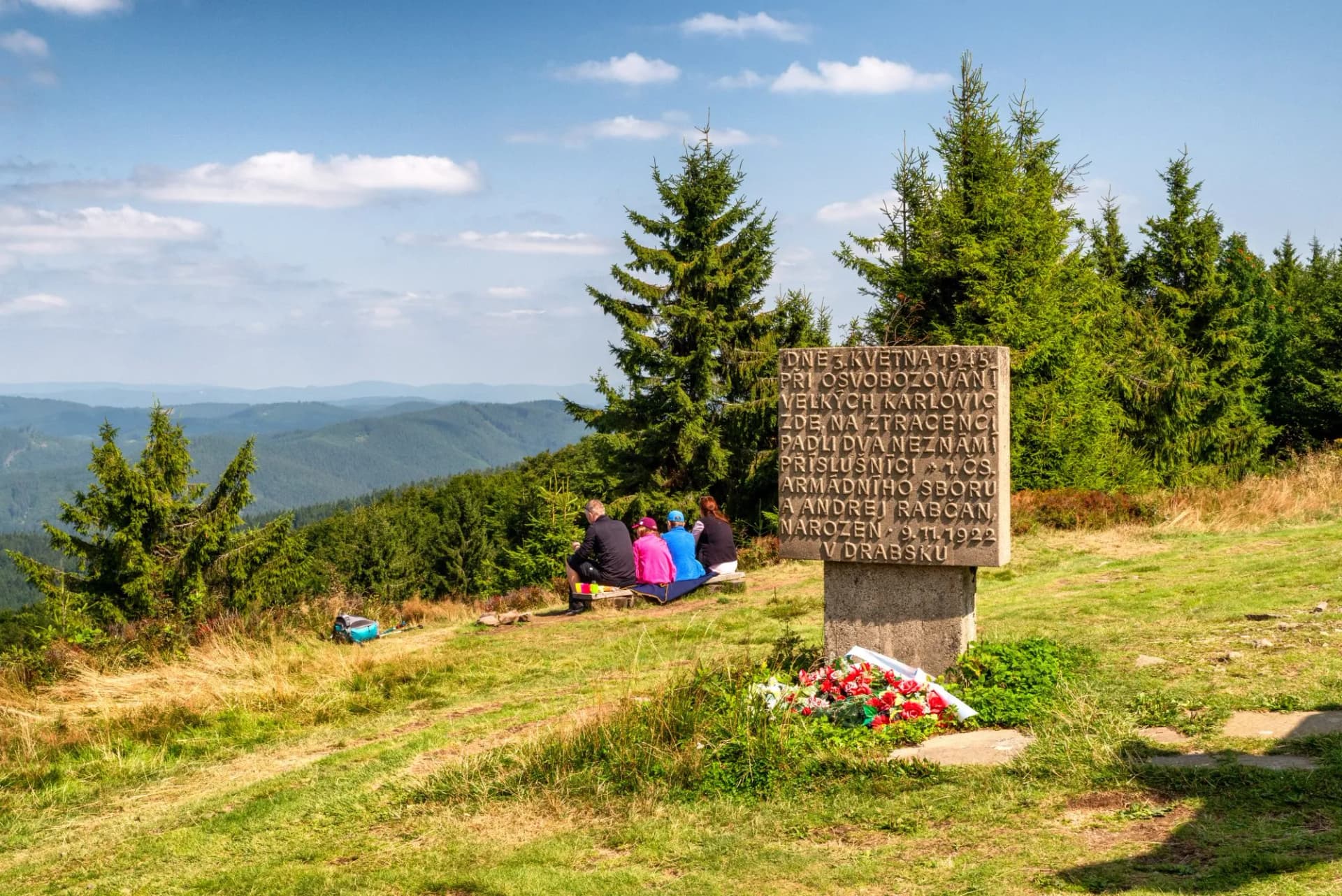 Monument on the hill Stratenec on border between Slovakia and Czech republic