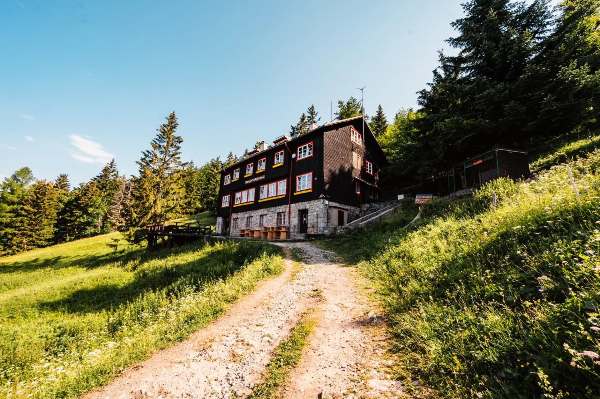 Ridge over the Slovakia mountains Mala Fatra. Hiking in Slovakia mountains landscape. Mala Fatra national park. Strecno to Chata pod Suchým..