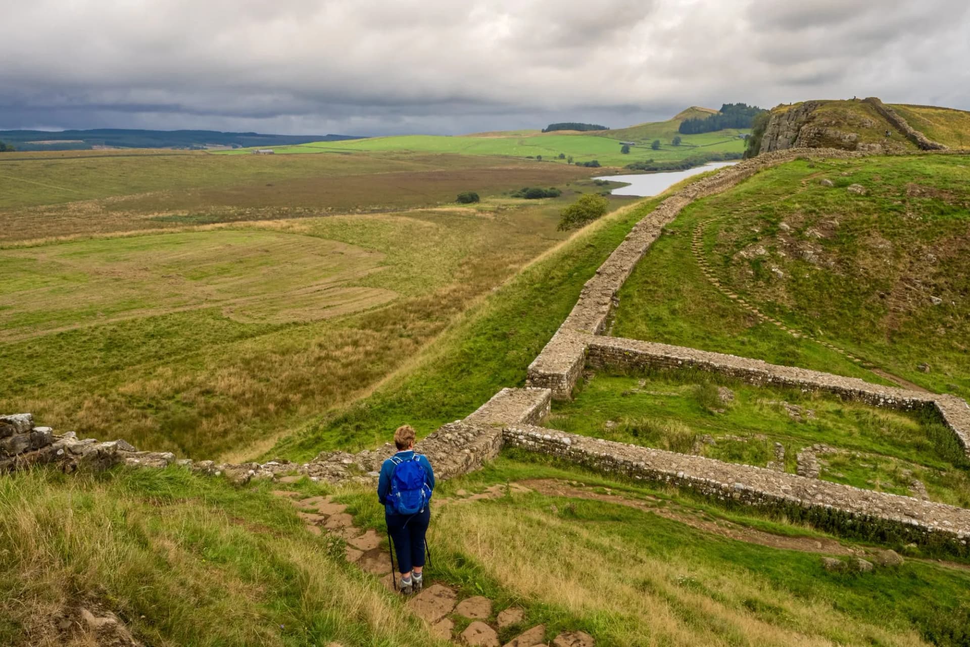 Peel Crags above Once Brewed on Hadrian's Wall Walk