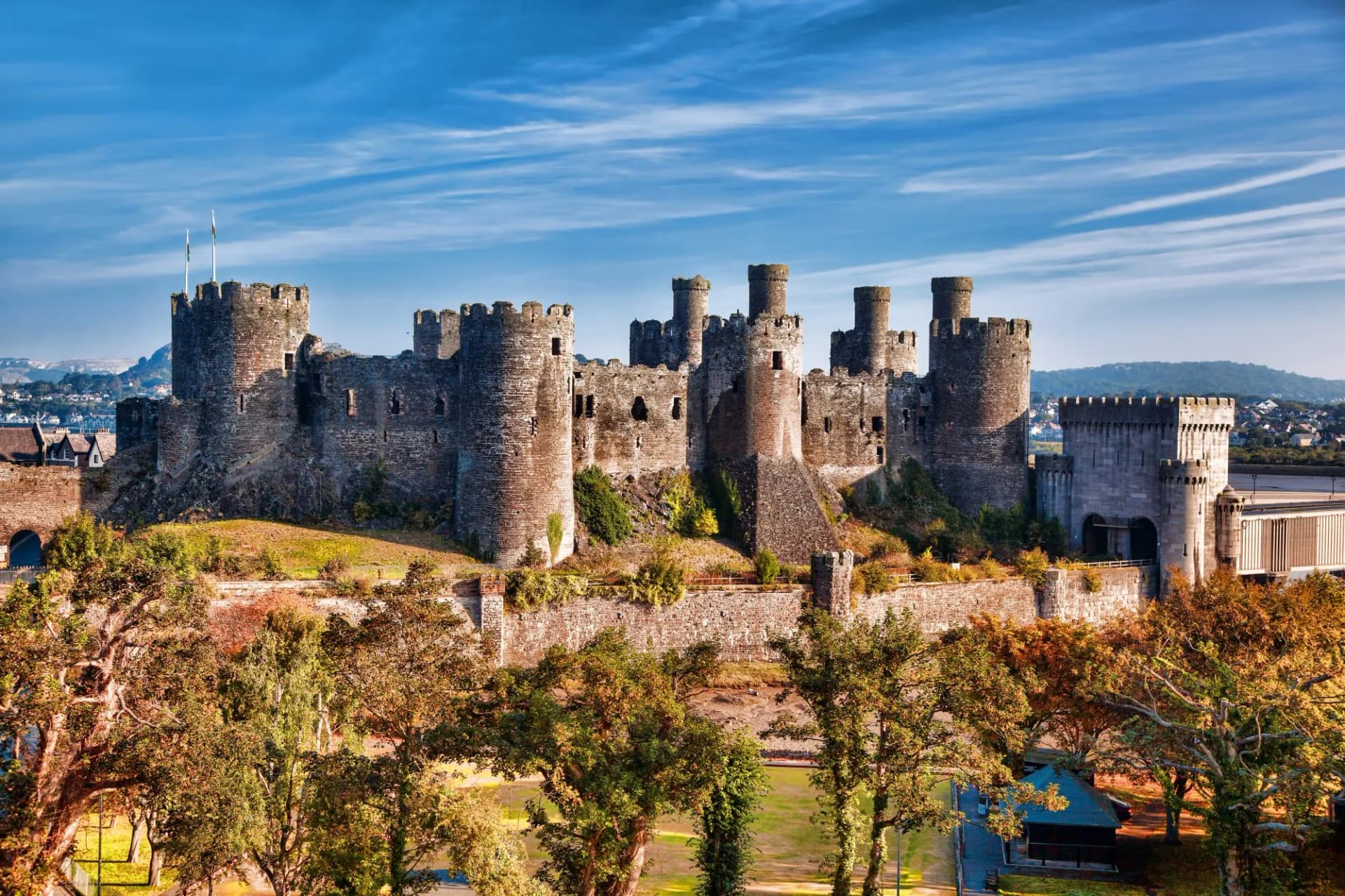 Conwy Castle in Wales, United Kingdom, series of Walesh castles