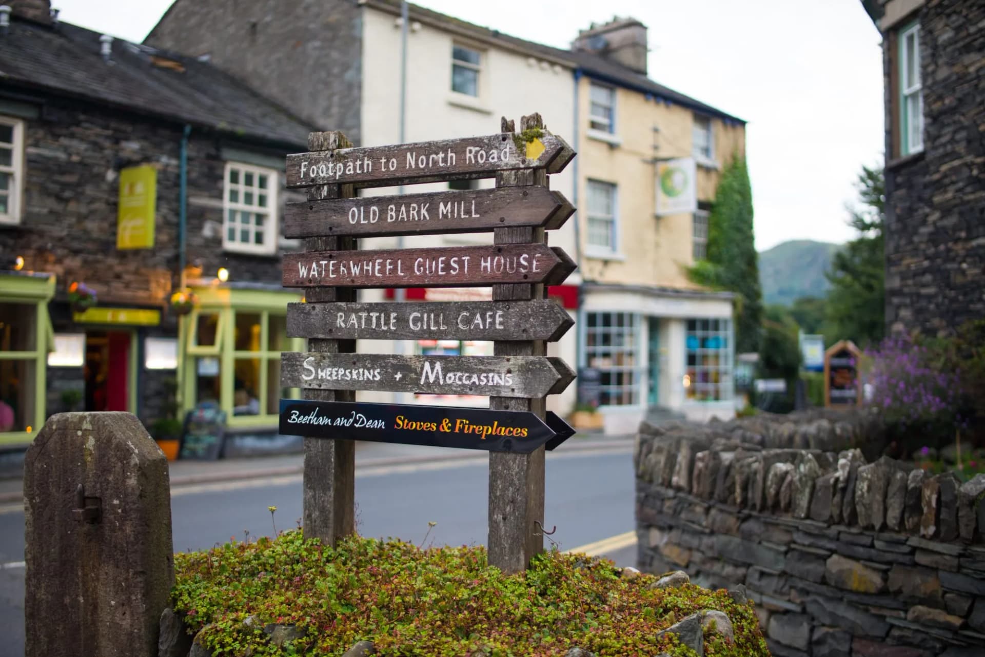 Ambleside Lakedistrict Shops and Sign Post