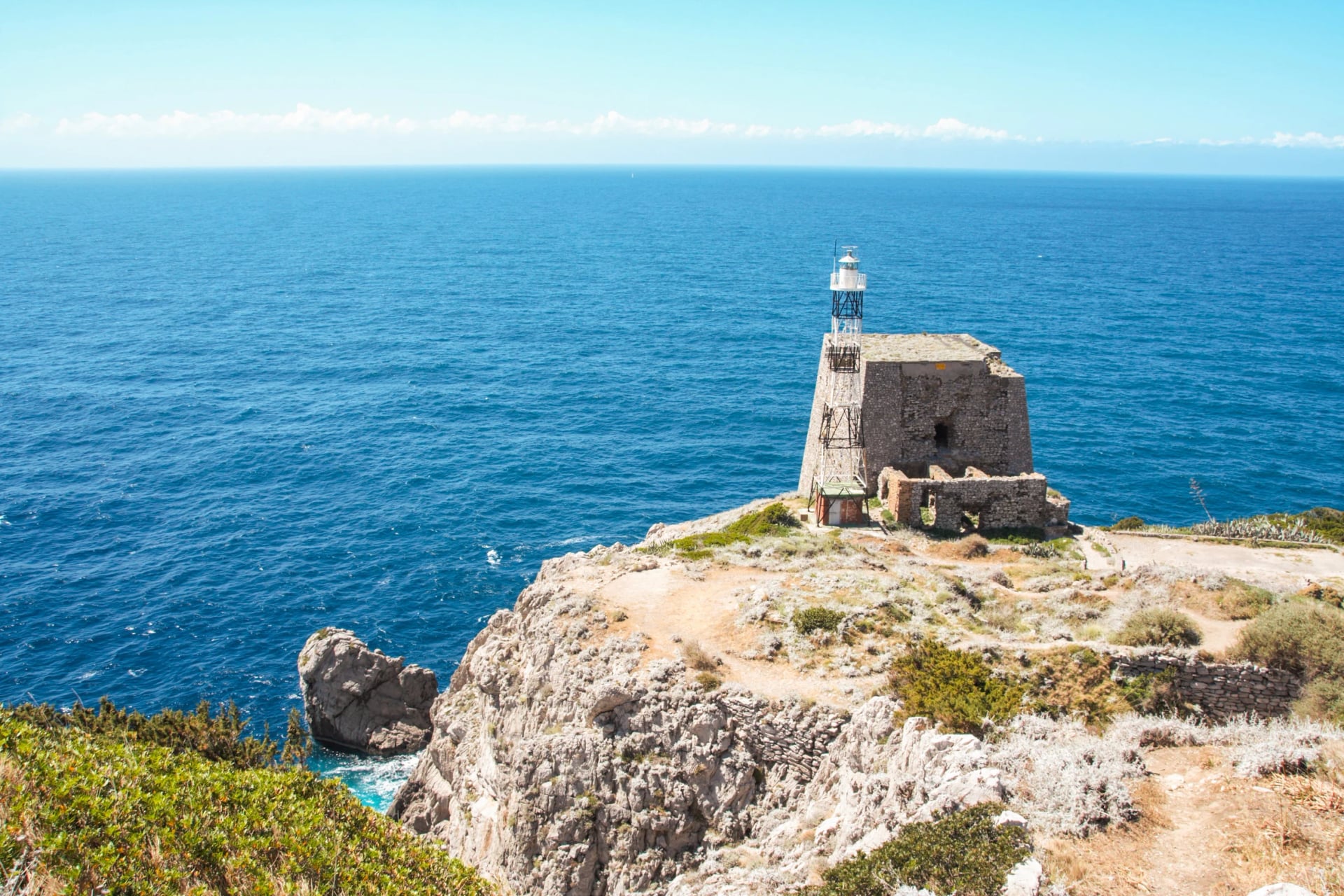 The tower and lighthouse of Punta Campanella at Sorrento