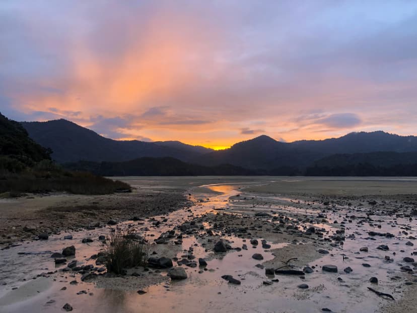 Sunset at Awaroa Inlet, Abel Tasman National Park, New Zealand