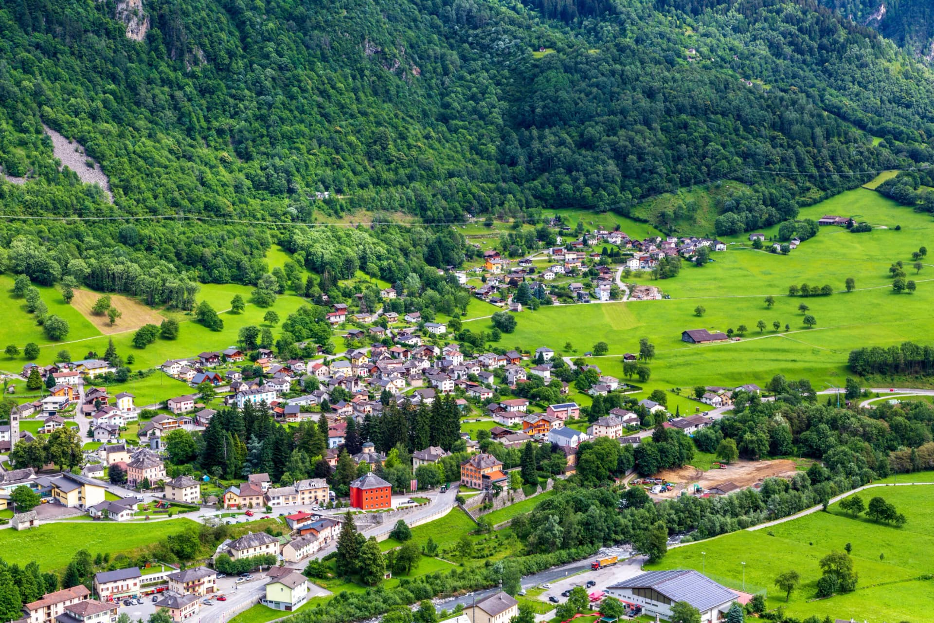 Campo di Blenio, panoramic view of the valley